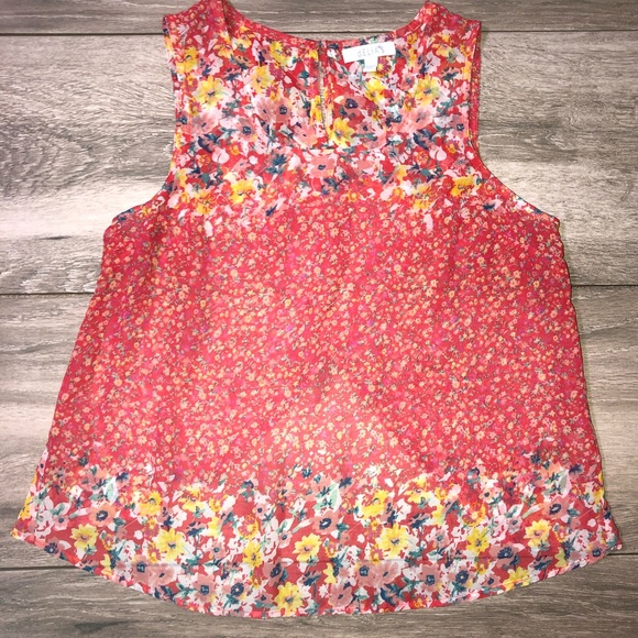 dELiA*s Tops - Sheer, Floral Delia’s Tank Top w/ Open Back EUC